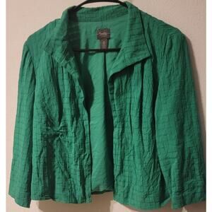 Travelers Collection - Jacket - size 0 (small) Regular Green Open Front